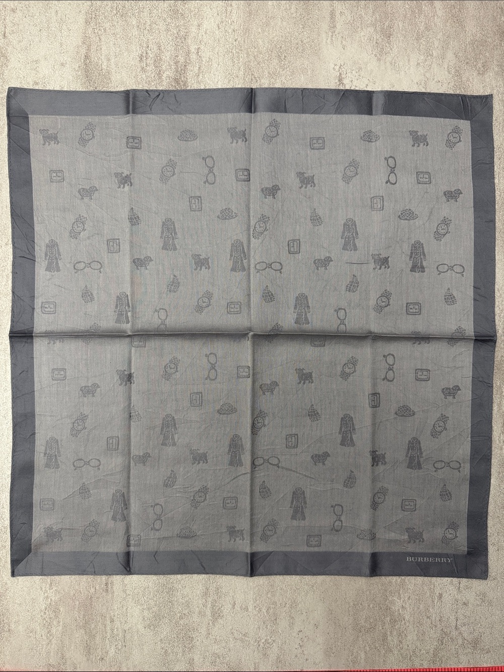Burberry Grey Patterned Silk Scarf